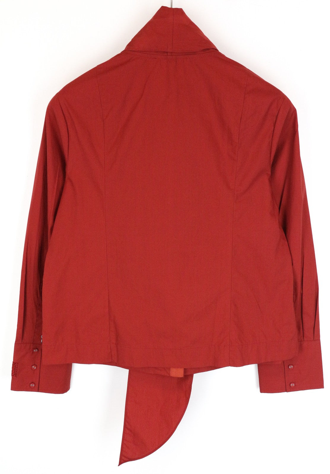 MAISON SCOTCH Women Shirt L Brick Red Long Sleeve Tied Ribbon Collar Button-Up