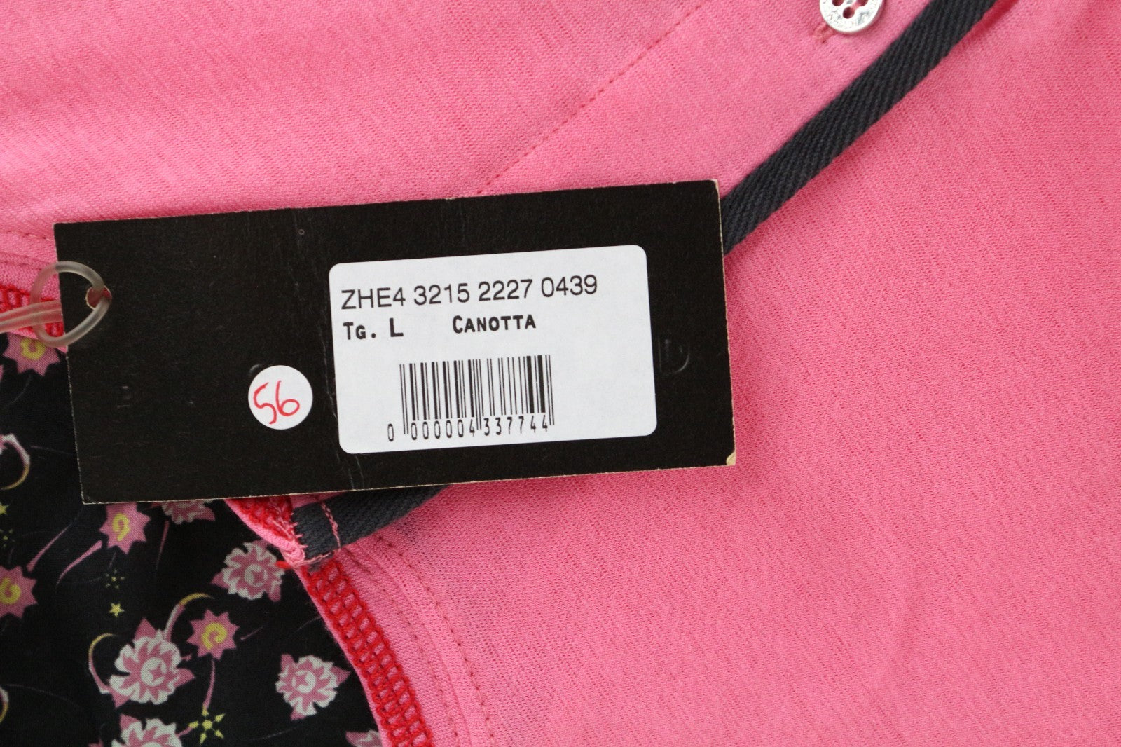 RICHMOND Men T-Shirt L Fuchsia Pink Chest Pocket Floral Melange Thin Cotton