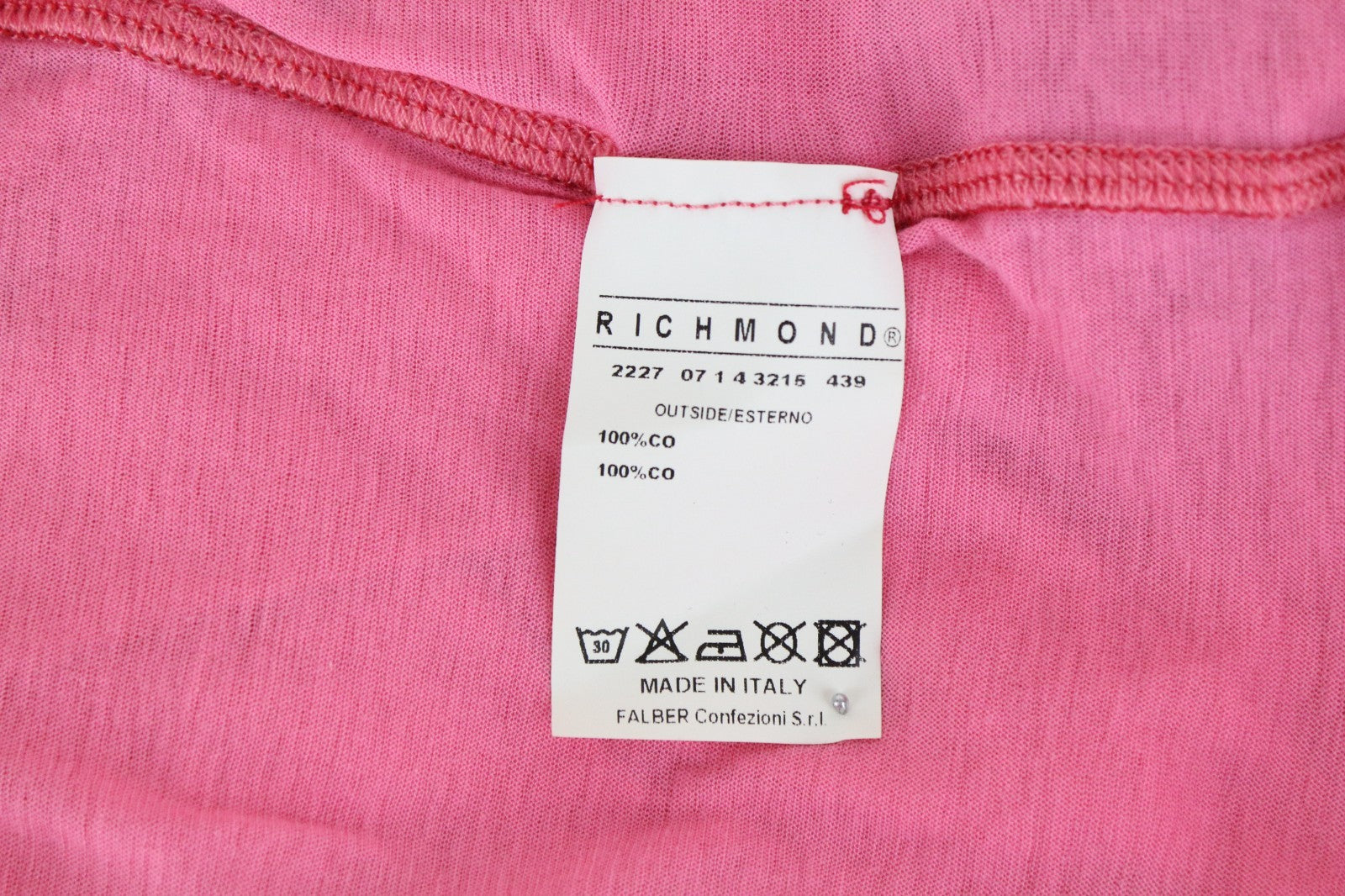 RICHMOND Men T-Shirt L Fuchsia Pink Chest Pocket Floral Melange Thin Cotton
