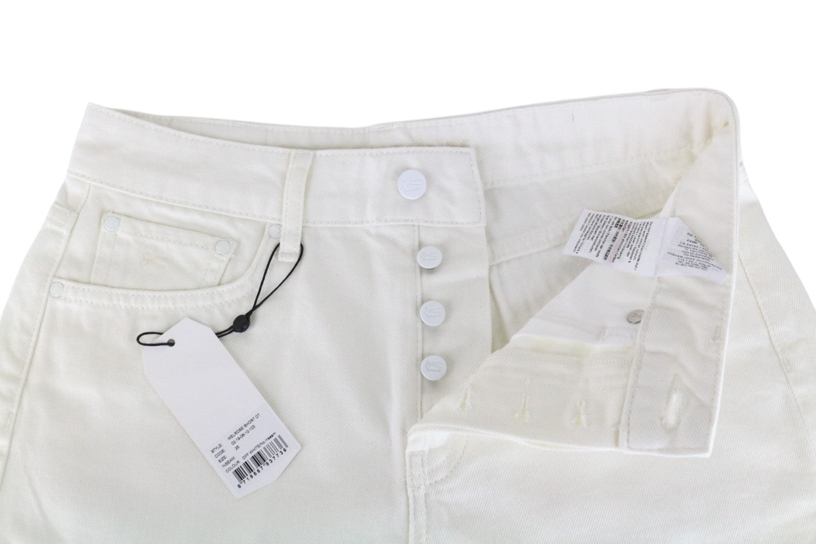 DENHAM Melrose Women Shorts W27 Distressed Off-White Classic Denim Buttoned