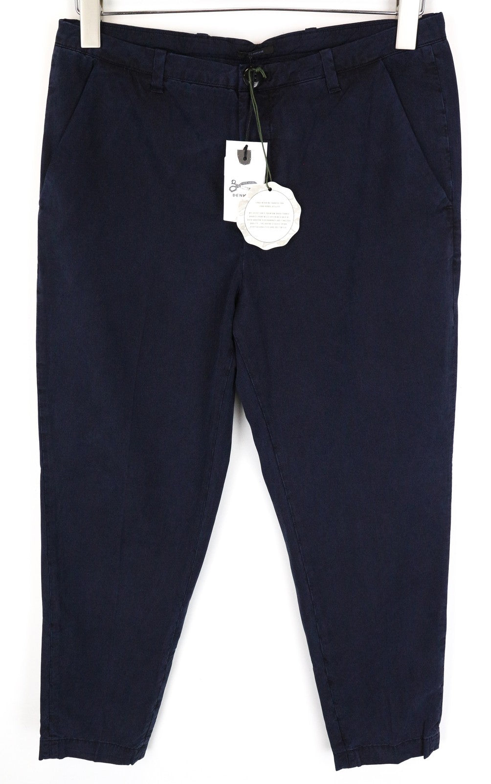 DENHAM Ocean Women Trousers S Zipped Chino Navy Classic Cotton Embroidered