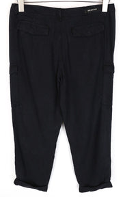 DENHAM Tara Women Trousers W25/L26 Shadow Black Cargo Classic Thin Turn-Up