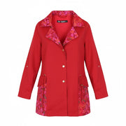 DESIGUAL Delphine Women Jacket EU38 Trench Melange Floral Mid-Length Red
