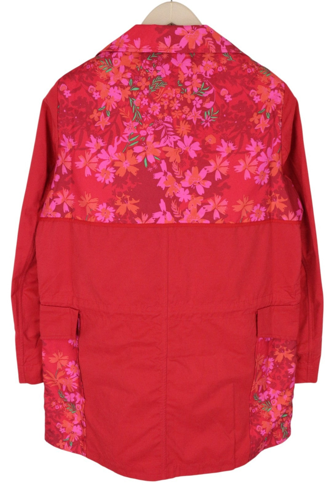 DESIGUAL Delphine Women Jacket EU38 Trench Melange Floral Mid-Length Red