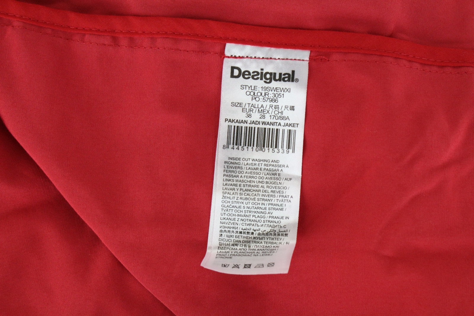 DESIGUAL Delphine Women Jacket EU38 Trench Melange Floral Mid-Length Red