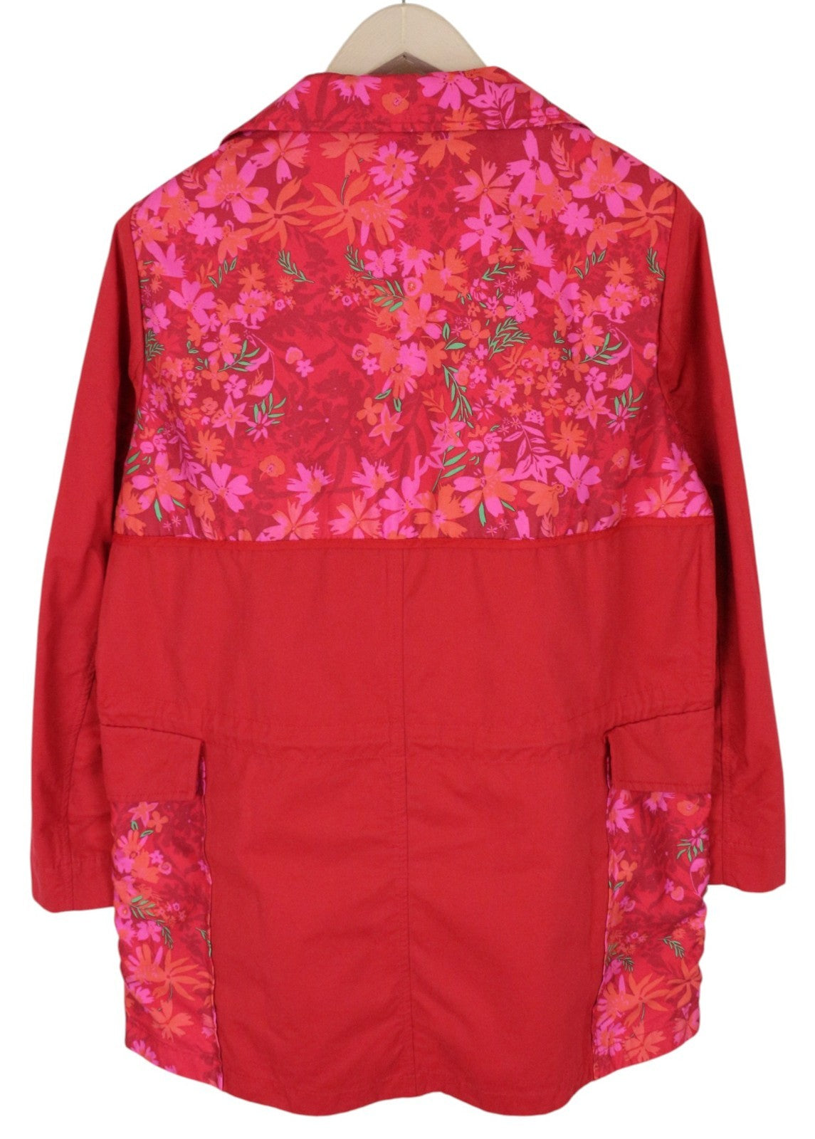 DESIGUAL Delphine Women Jacket EU40 Melange Red Trench Floral Mid-Length
