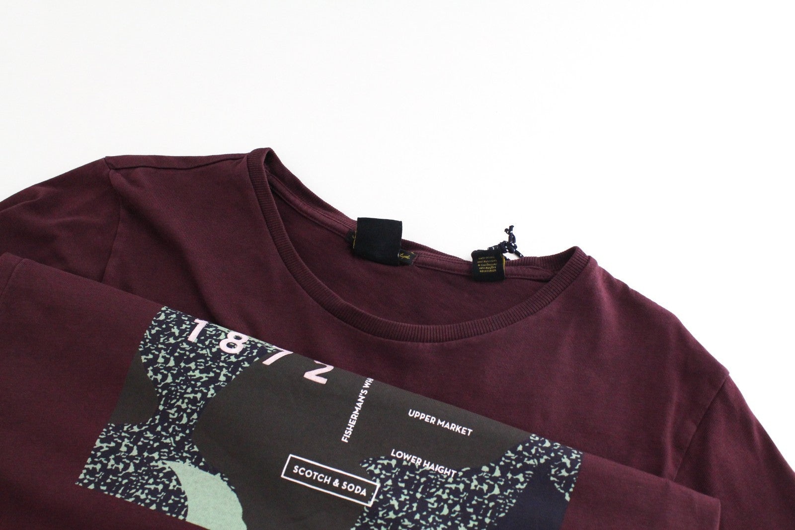 SCOTCH & SODA Ams Couture Men T-Shirt S Dark Red Pure Cotton Short Sleeved