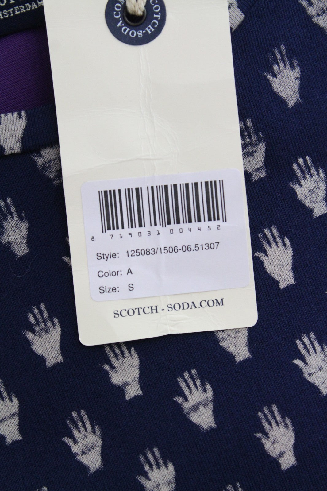 SCOTCH & SODA Ams Blauw Men T-Shirt S Purple Blue Pattern Short Sleeve Cotton