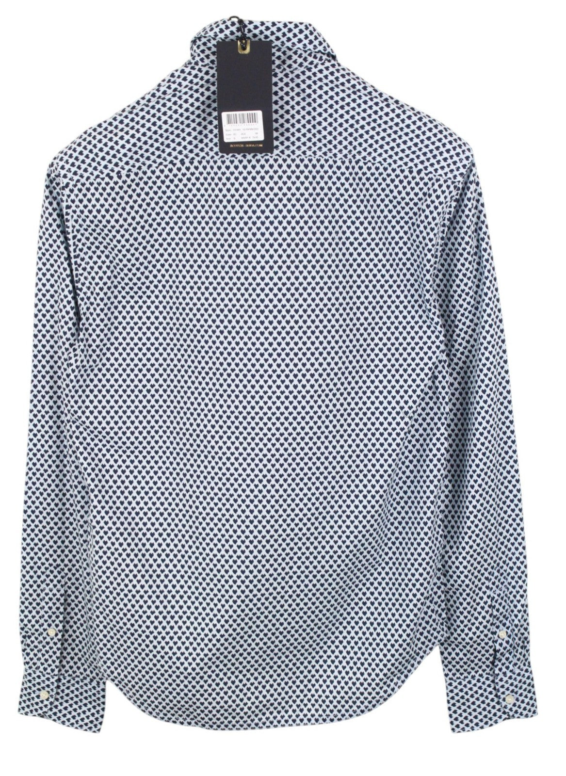 SCOTCH & SODA Ams Couture Men Shirt M Blue Pure Cotton Pattern Long Sleeve