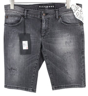 RICHMOND  Men Shorts 32 Grey Skinny Cotton Blend Low Rise Distressed Washed