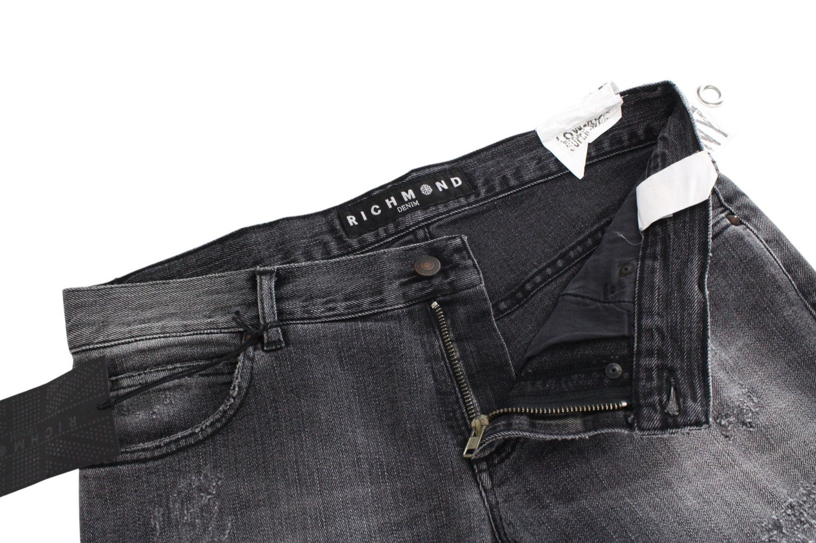 RICHMOND  Men Shorts 32 Grey Skinny Cotton Blend Low Rise Distressed Washed