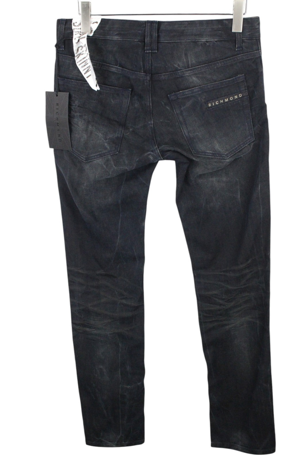 RICHMOND  Men Jeans 32 Black Super Skinny Cotton Stretch Washed Low Rise