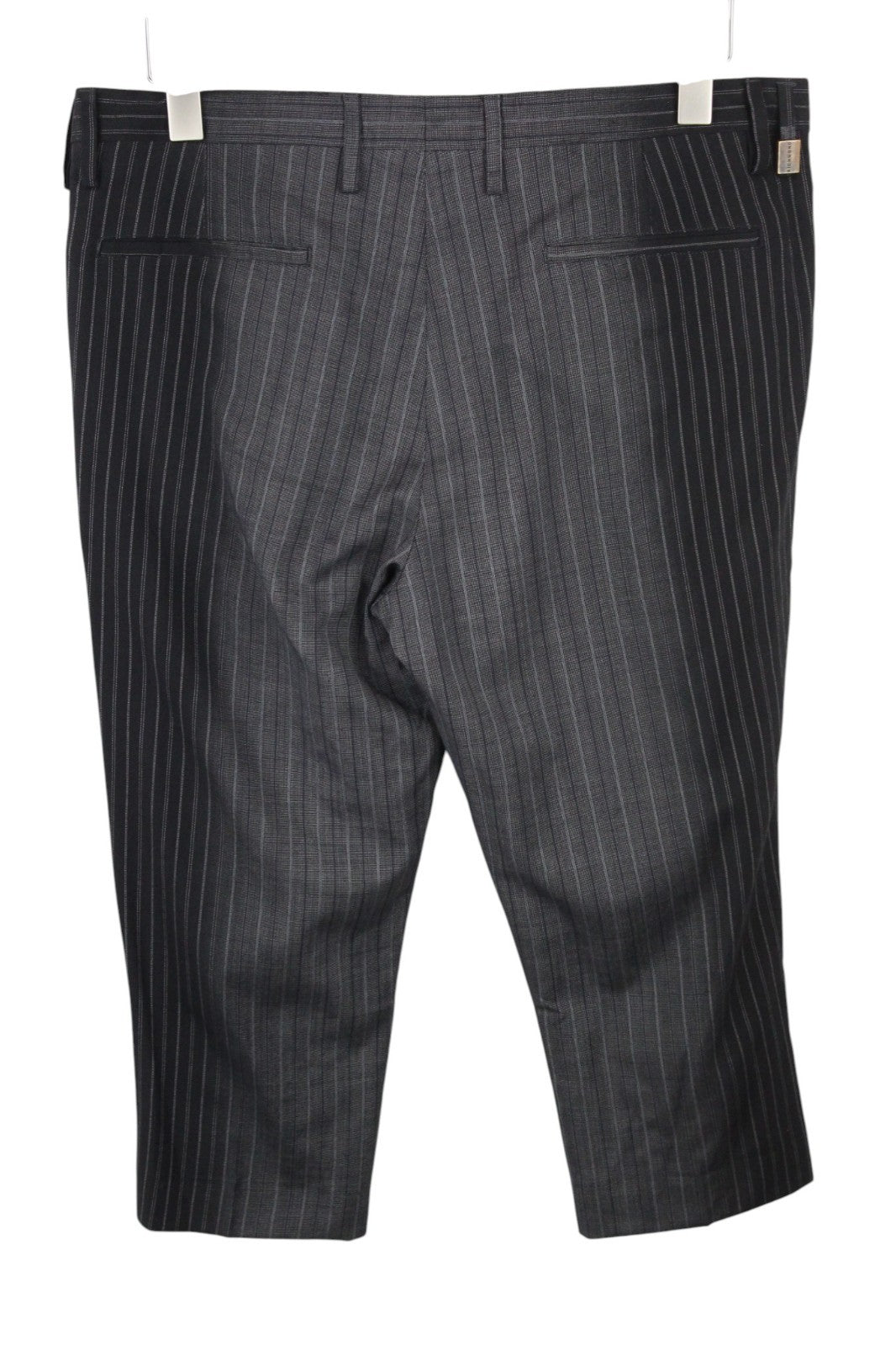 RICHMOND  Men Trousers 48 Grey Pure Wool Striped Pleated Front Cropped