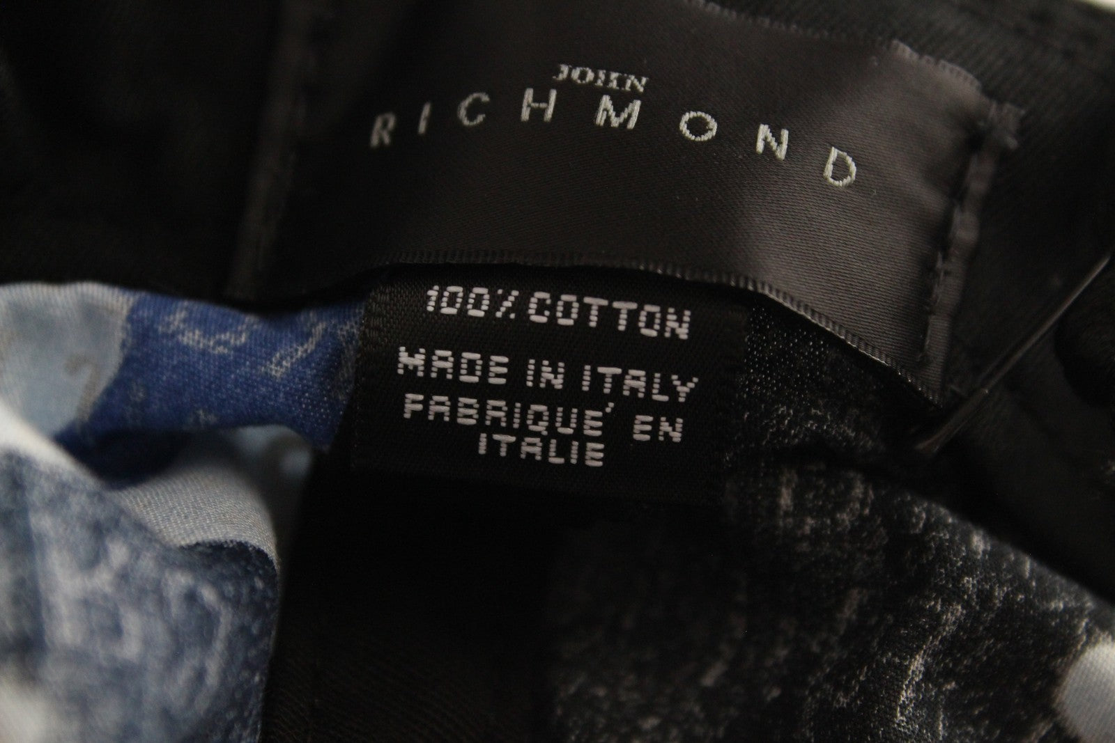 JOHN RICHMOND Men Cap M Blue Military Patterned Logo Casual Pure Cotton