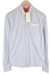 SCOTCH & SODA Ams Couture Men Shirt M Slim Fit Cotton Blue Checked Button-Up