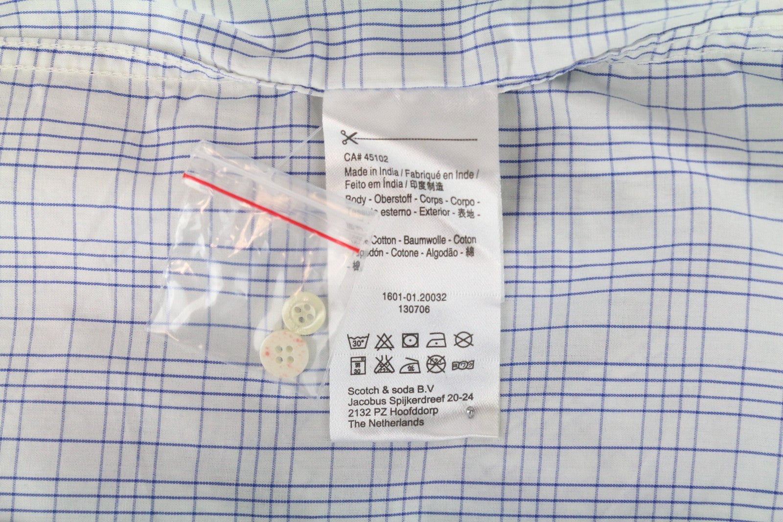 SCOTCH & SODA Ams Couture Men Shirt M Slim Fit Cotton Blue Checked Button-Up