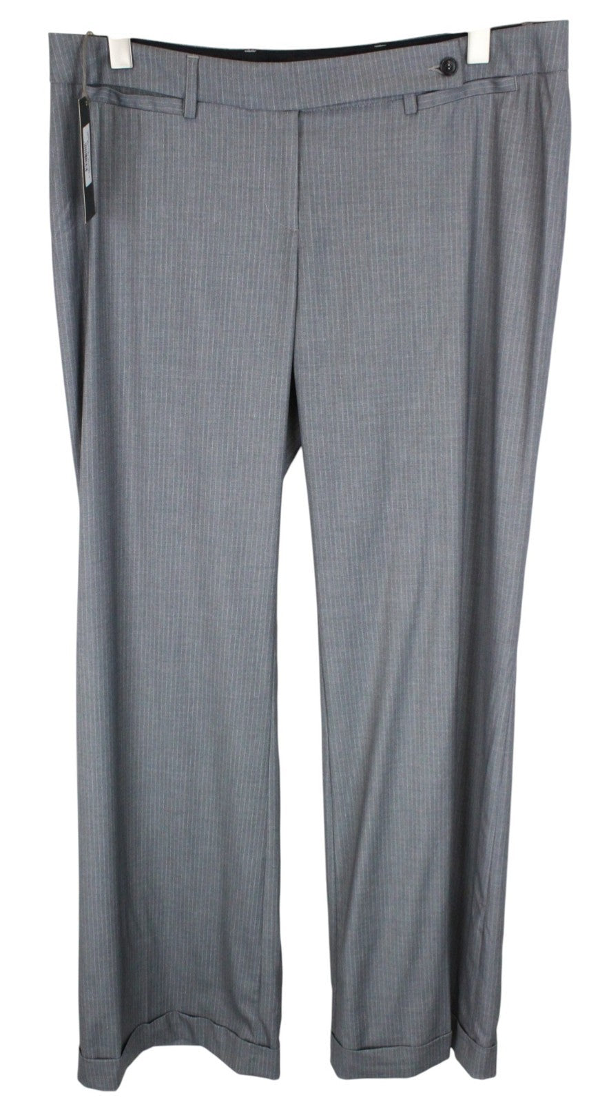 RICHMOND  Men Trousers 50 Grey Stretch Striped Pleated Front Turn-Up Formal
