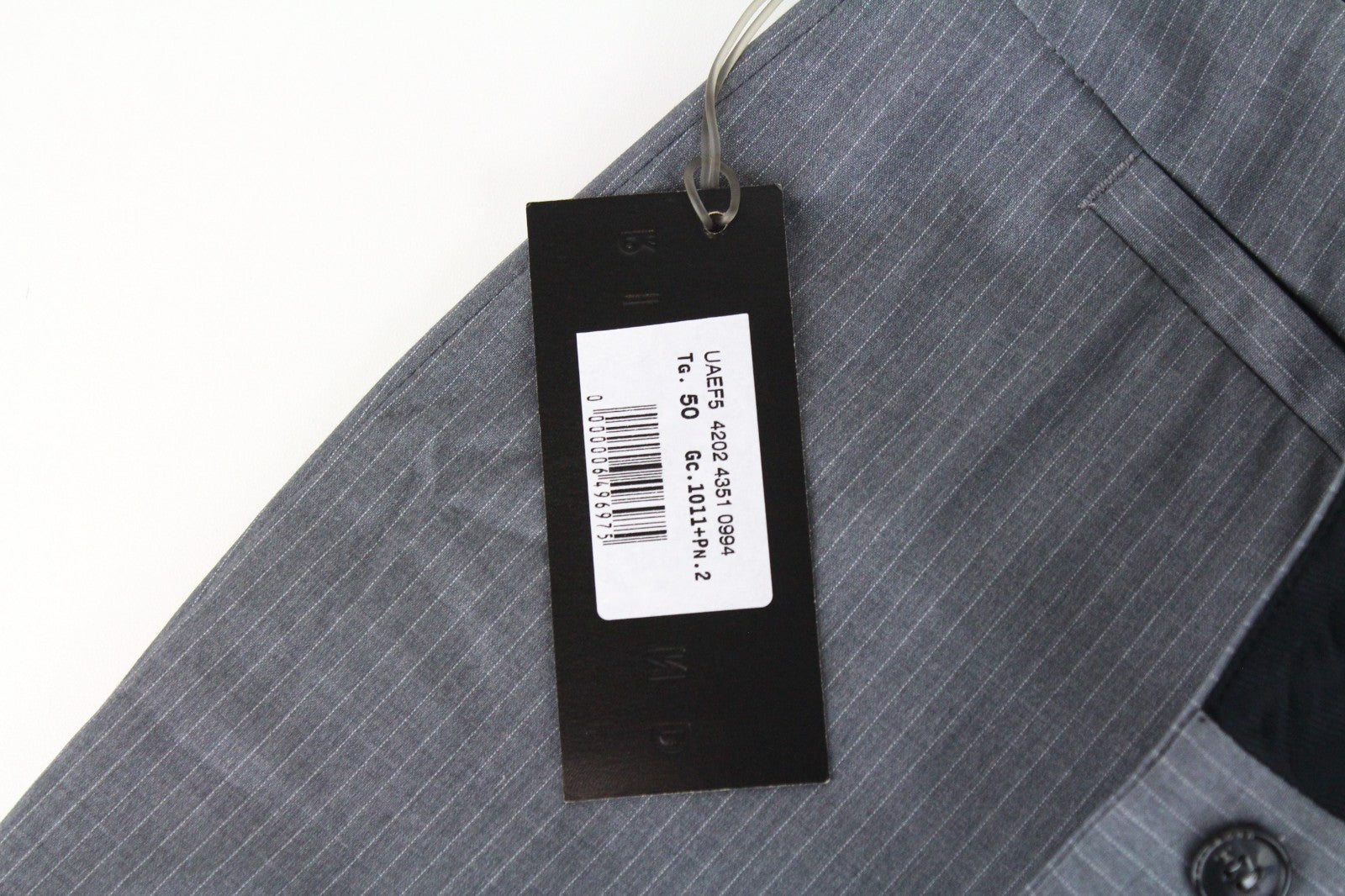 RICHMOND  Men Trousers 50 Grey Stretch Striped Pleated Front Turn-Up Formal
