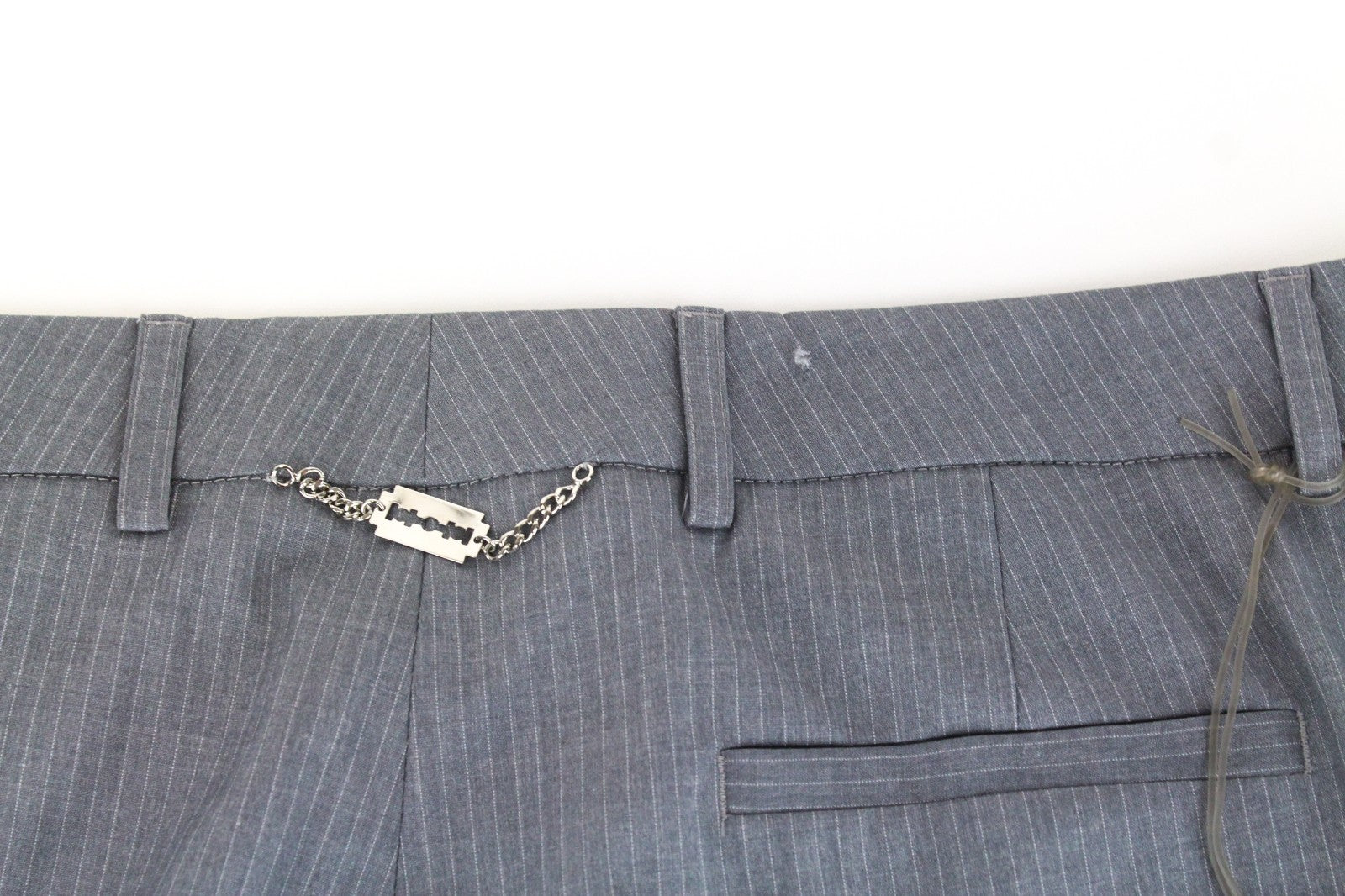 RICHMOND  Men Trousers 50 Grey Stretch Striped Pleated Front Turn-Up Formal