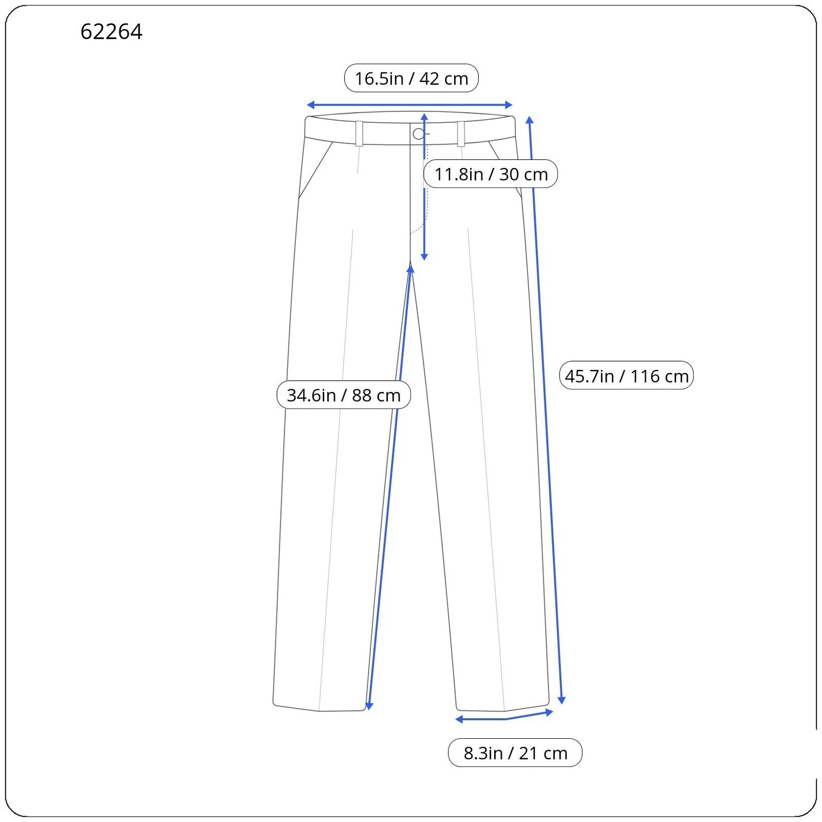 RICHMOND  Men Trousers 48 Blue Cotton Linen Button-Fly Casual Slit Pocket