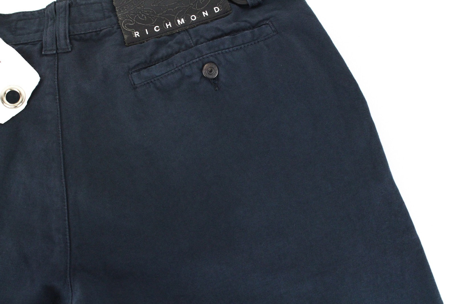 RICHMOND  Men Trousers 48 Blue Cotton Linen Button-Fly Casual Slit Pocket