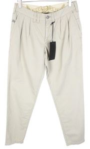 RICHMOND  Men Trousers 48 Beige Pleated Front Slit Pocket Casual