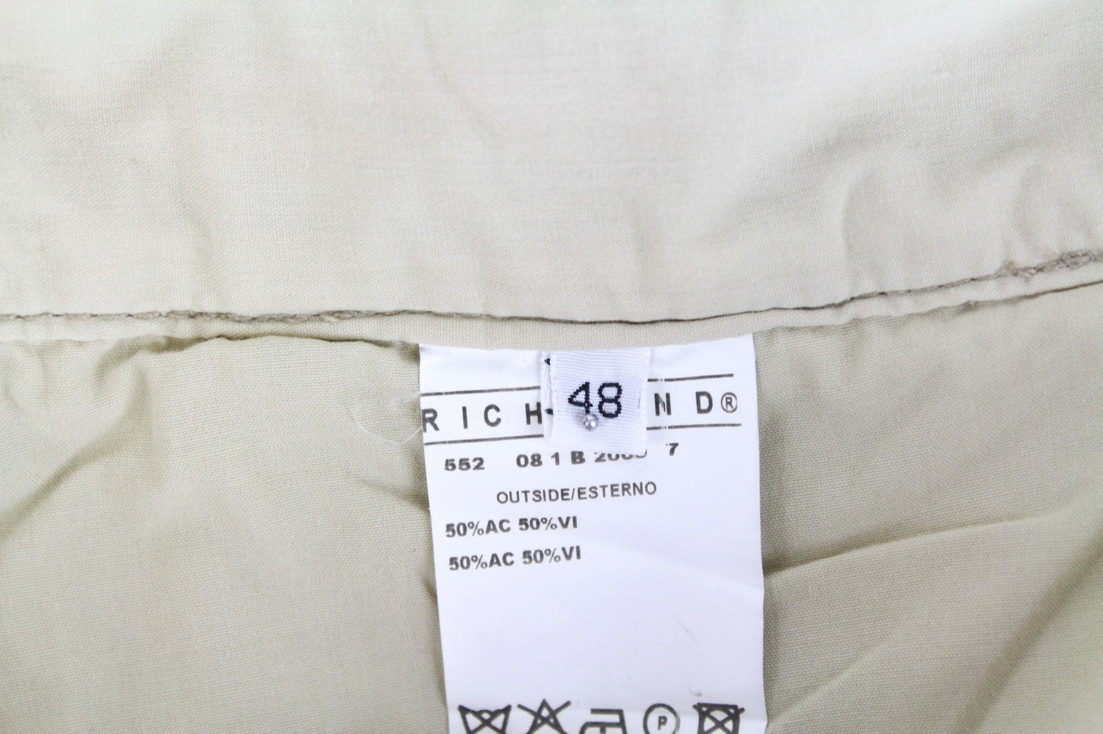 RICHMOND  Men Trousers 48 Beige Pleated Front Slit Pocket Casual