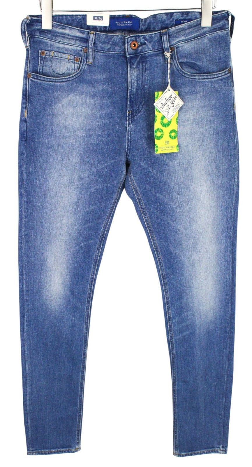 SCOTCH & SODA Skim Men Jeans W31/L34 Skinny Fit Washed Blue Cotton Stretch