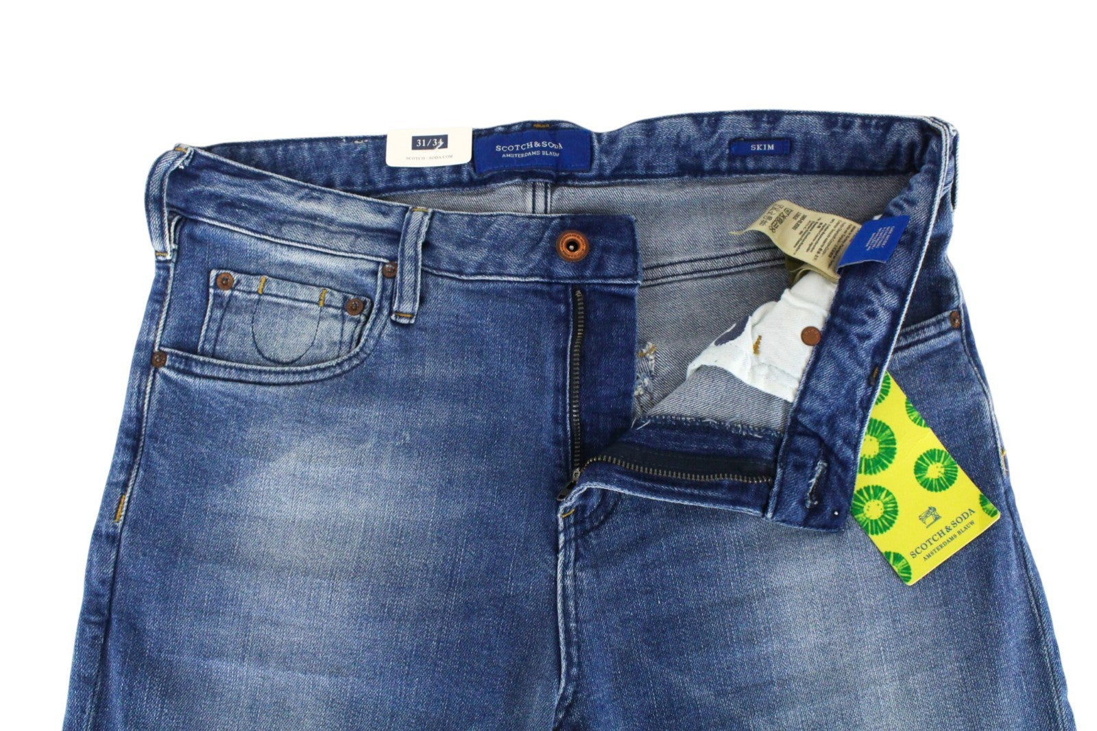 SCOTCH & SODA Skim Men Jeans W31/L34 Skinny Fit Washed Blue Cotton Stretch