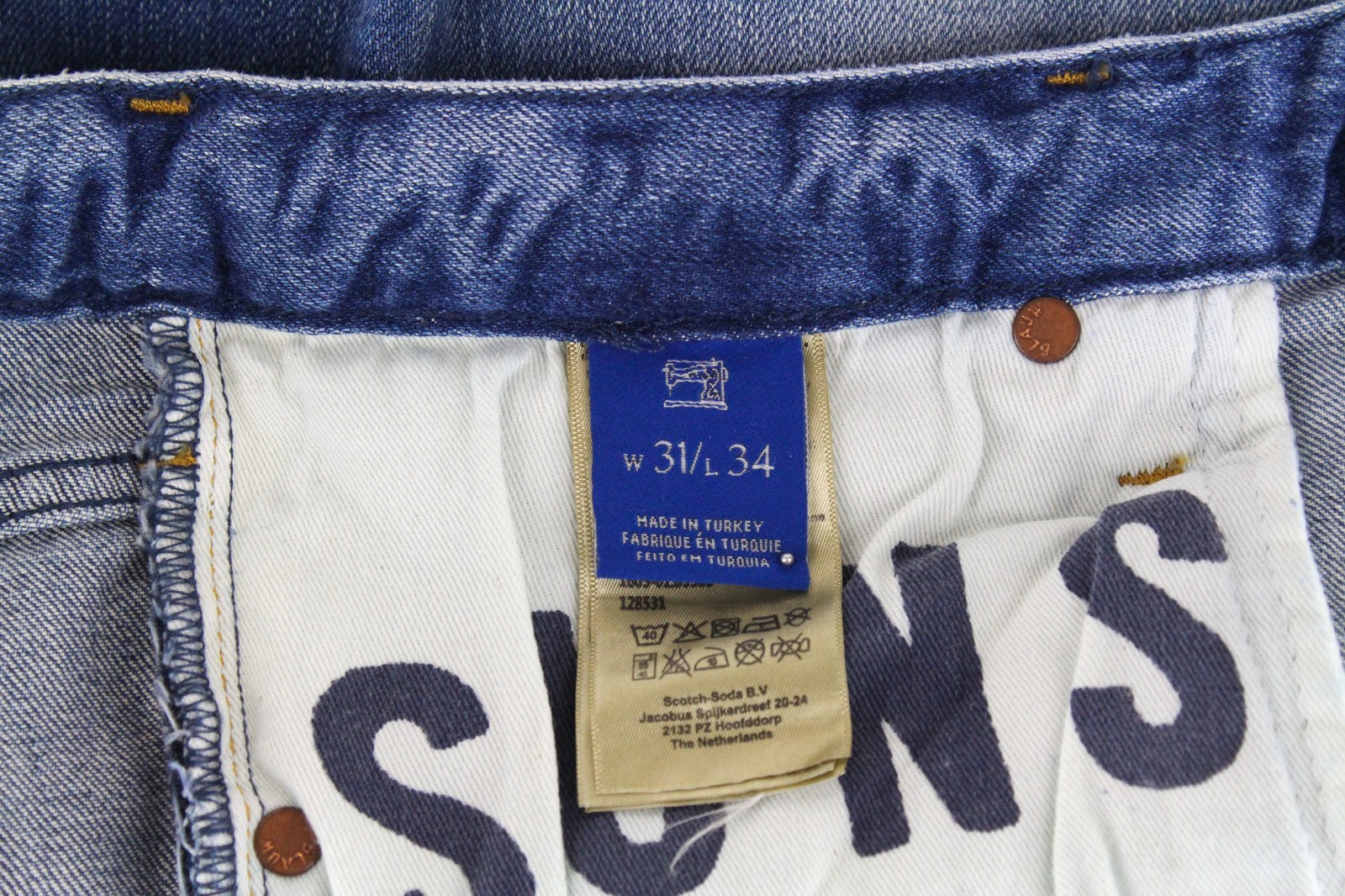 SCOTCH & SODA Skim Men Jeans W31/L34 Skinny Fit Washed Blue Cotton Stretch