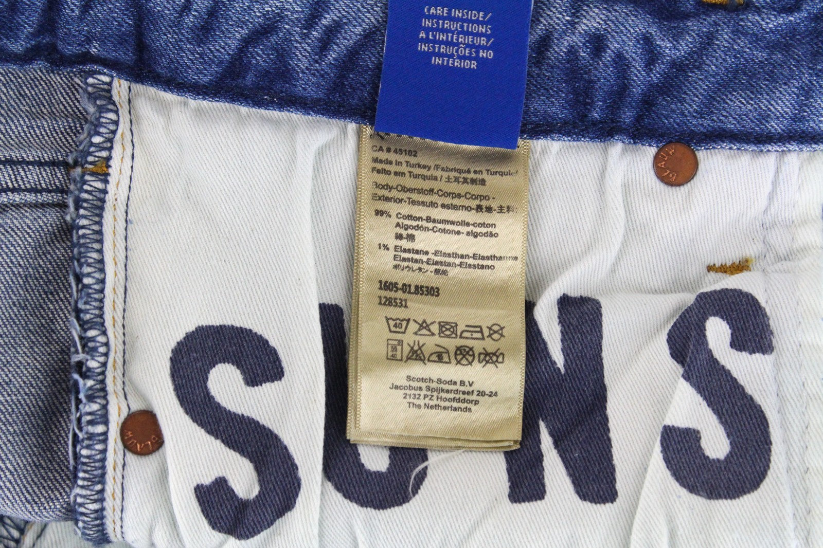 SCOTCH & SODA Skim Men Jeans W31/L34 Skinny Fit Washed Blue Cotton Stretch