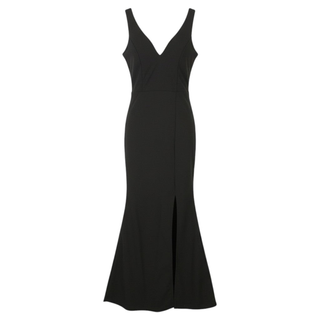 WALG LONDON Rosie Cut Out Maxi Women Dress XS TALL Black Jersey Sleeveless