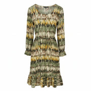 ILSE JACOBSEN Kimo Women Dress XL Multicolor Snake Print Belted Long Sleeve