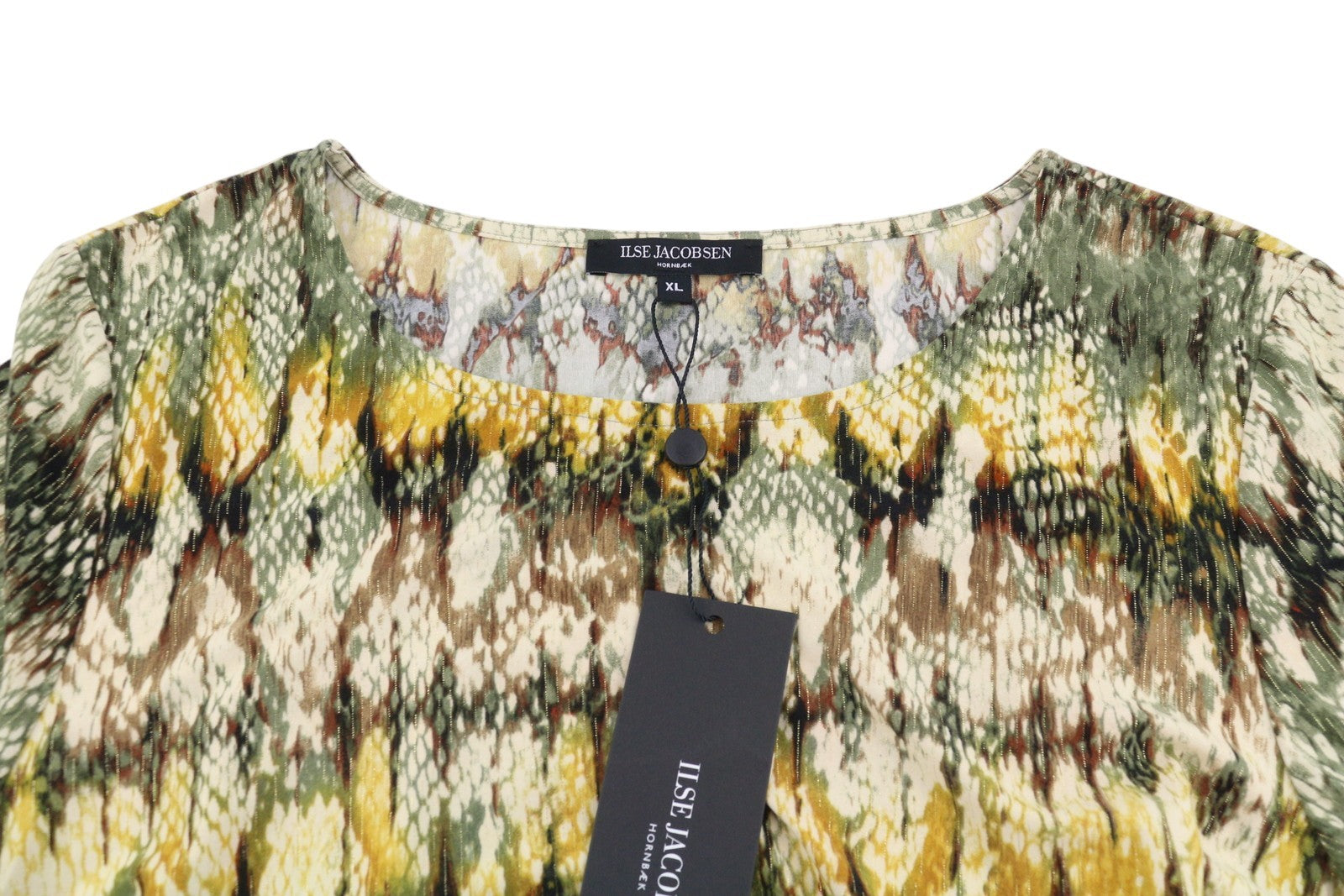 ILSE JACOBSEN Kimo Women Dress XL Multicolor Snake Print Belted Long Sleeve