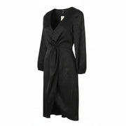 RIVER ISLAND Tia Women Dress EU32 2XS Black Textured Print Twist Split Midi