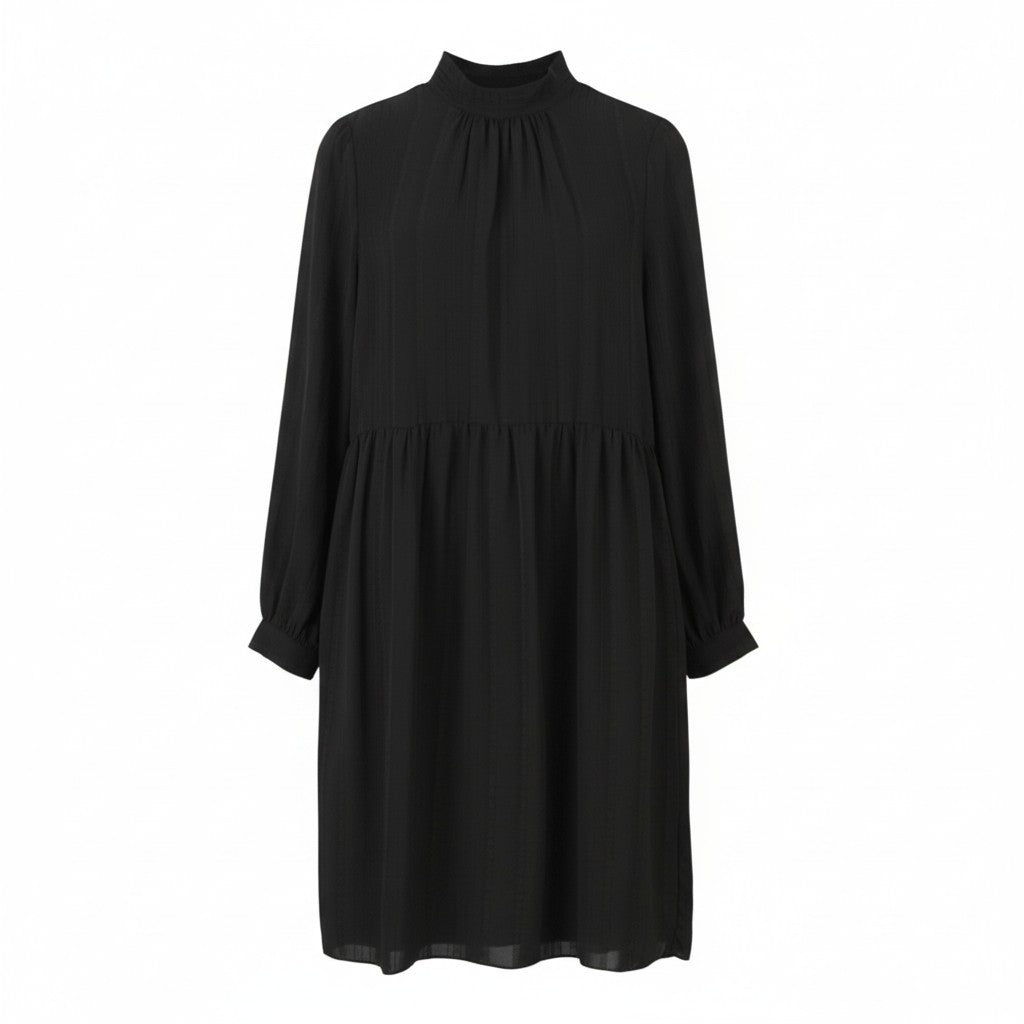 FRANSA Mastri 1 Women Dress S Black Oversized Mock Neck Long Sleeve Knee-Length