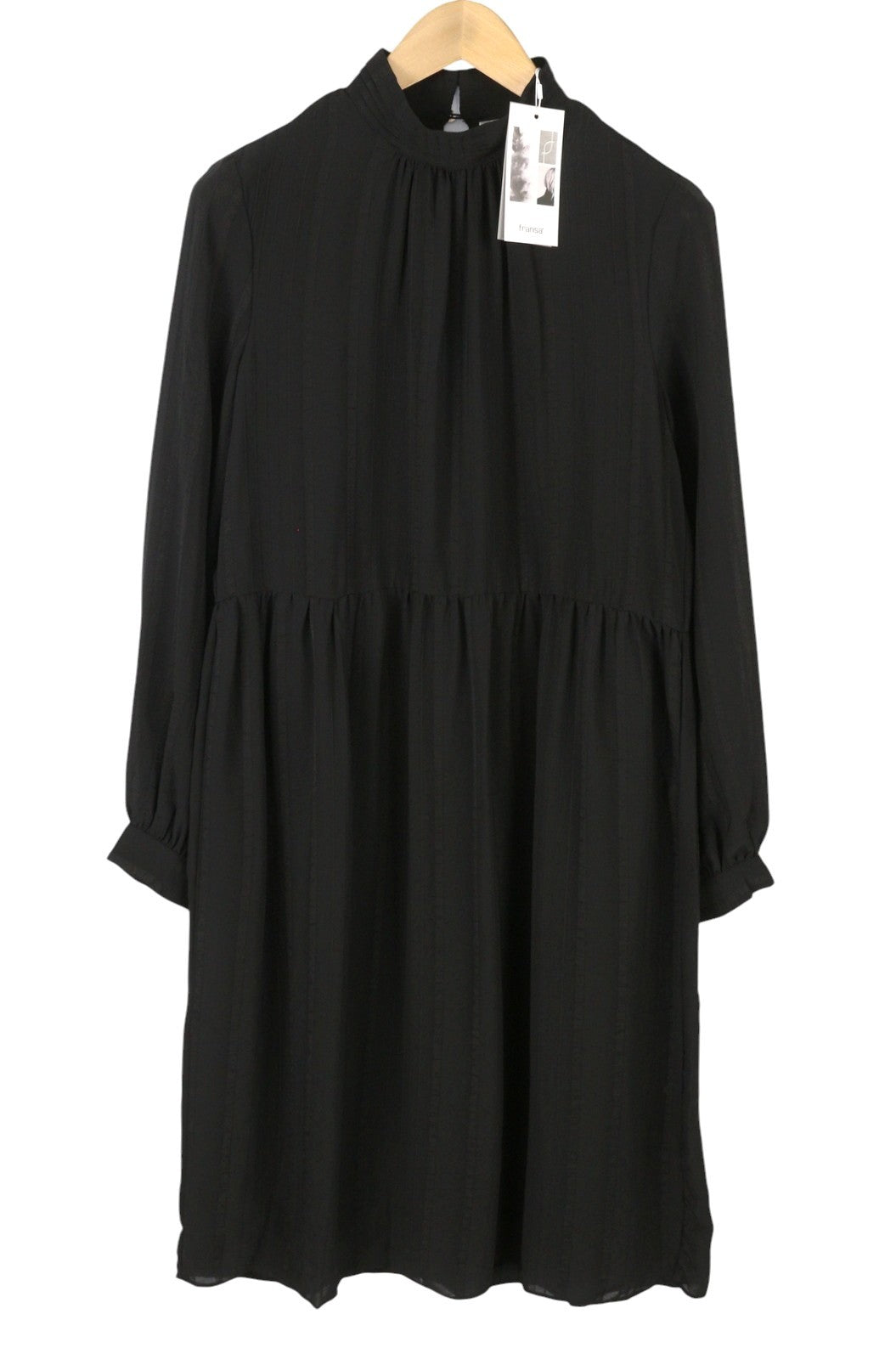 FRANSA Mastri 1 Women Dress S Black Oversized Mock Neck Long Sleeve Knee-Length