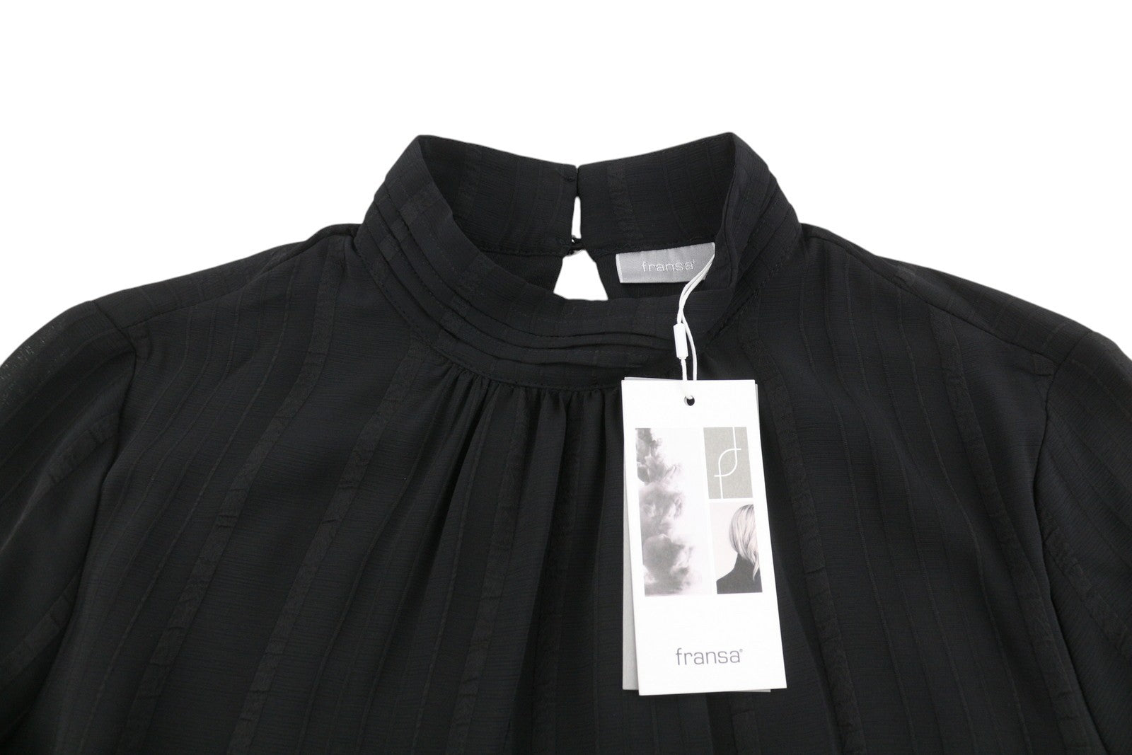 FRANSA Mastri 1 Women Dress S Black Oversized Mock Neck Long Sleeve Knee-Length