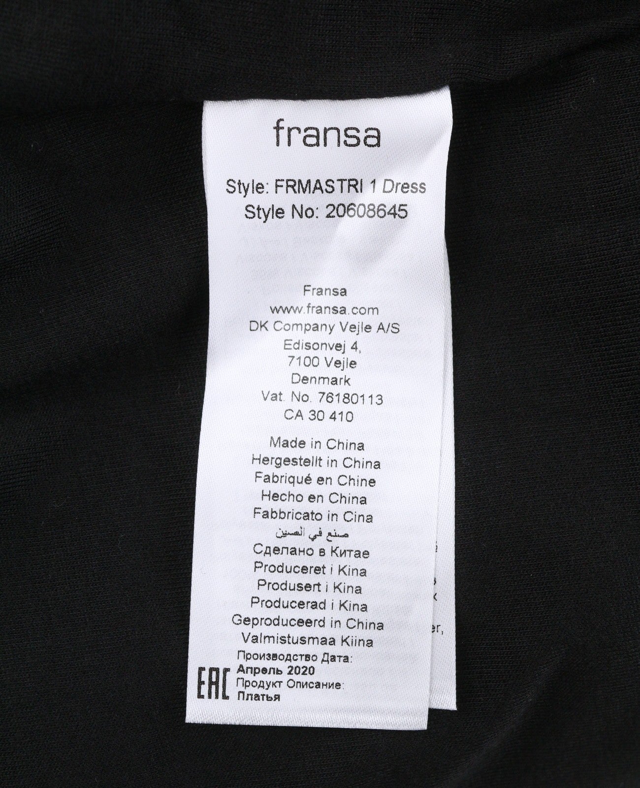 FRANSA Mastri 1 Women Dress S Black Oversized Mock Neck Long Sleeve Knee-Length