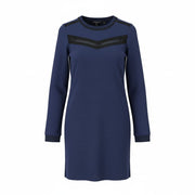 MAISON SCOTCH Women Dress S Dark Blue Crew Neck Long Sleeve Knee-Length