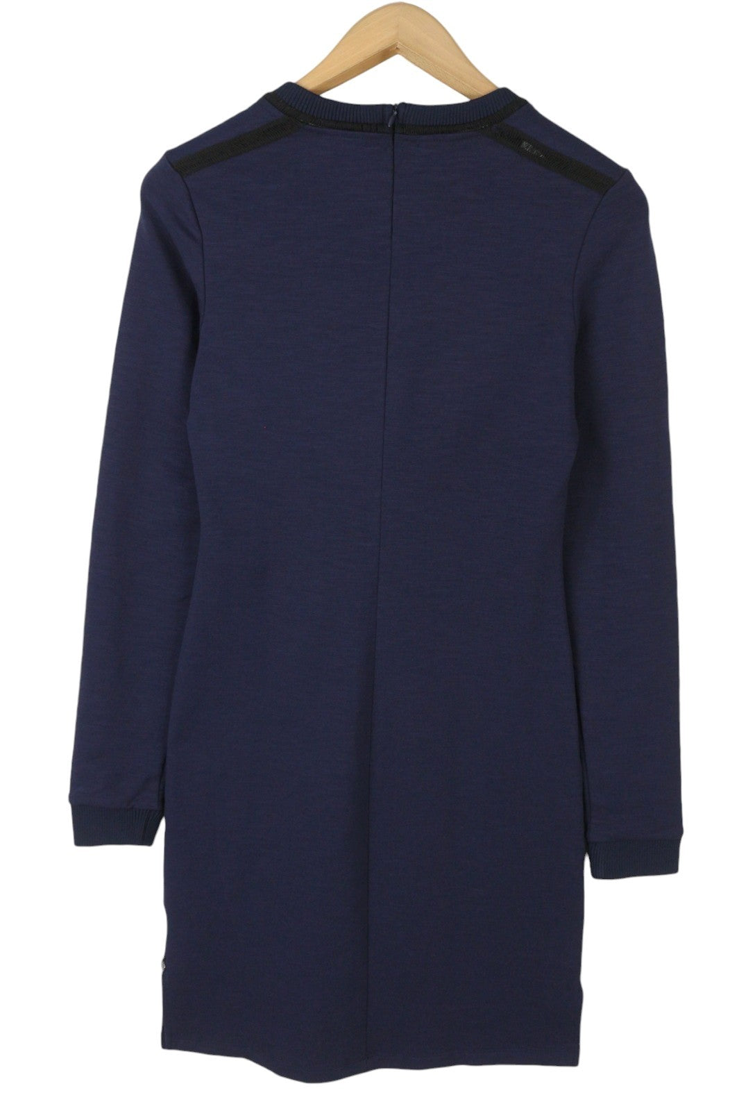 MAISON SCOTCH Women Dress S Dark Blue Crew Neck Long Sleeve Knee-Length