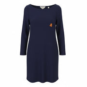 MAISON SCOTCH Women Dress S Dark Blue Embroidered Round Neck Long Sleeve