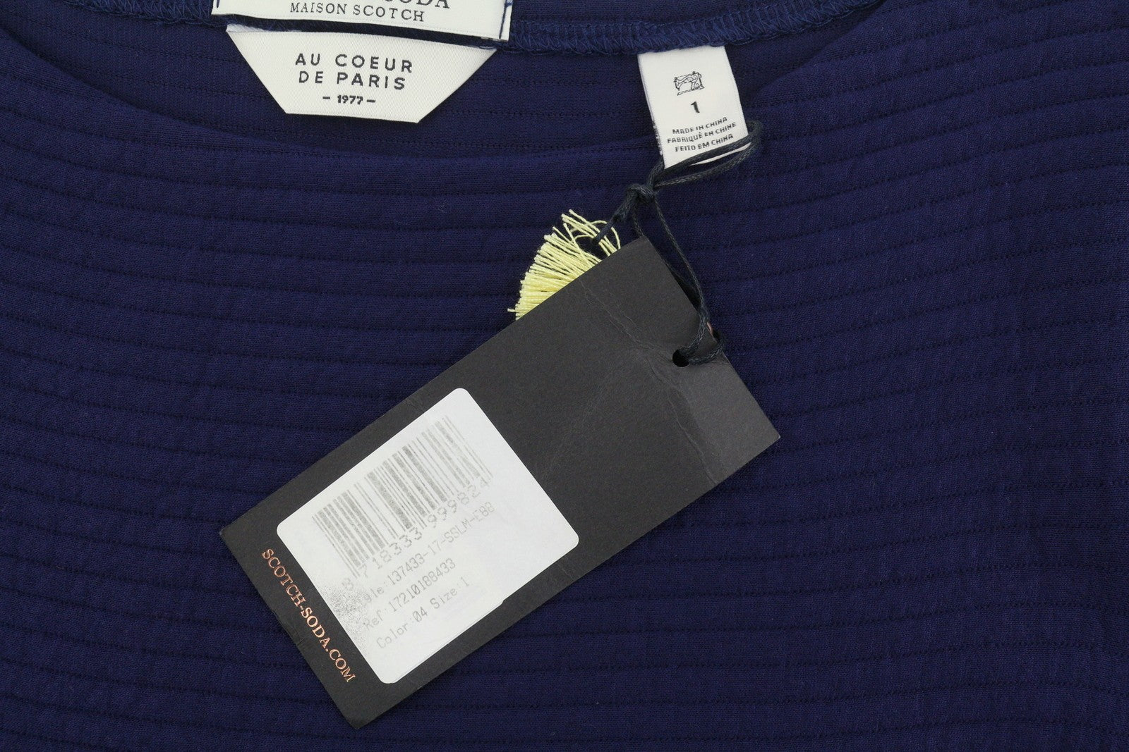MAISON SCOTCH Women Dress S Dark Blue Embroidered Round Neck Long Sleeve