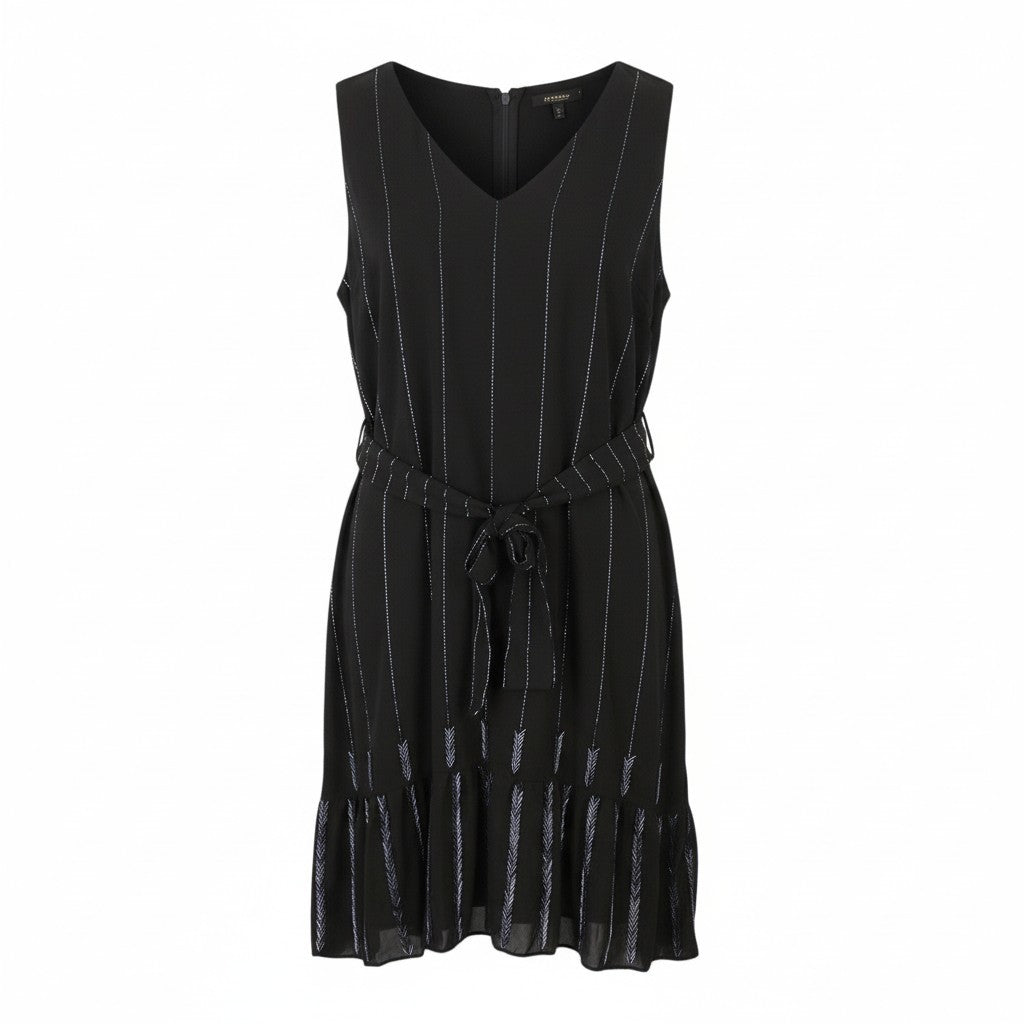 THE WARDROBE Lost Ink Women Dress EU50 Black Shiny Beads Belted Sleeveless Mini