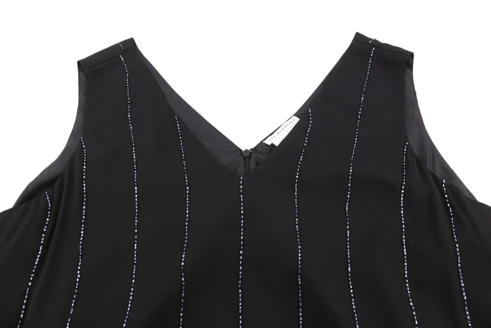 THE WARDROBE Lost Ink Women Dress EU50 Black Shiny Beads Belted Sleeveless Mini