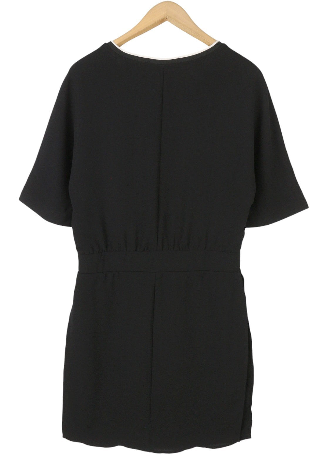 MAISON SCOTCH Women Dress S Black Layered V-Neck Short Sleeve Knee-Length