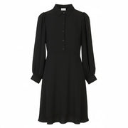 VILA Nalu L/S Women Dress EU36 S Black Half Button Long Sleeve Knee-Length