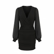 NELLY NLY One Chiffon Sleeve Women Dress S Black Fitted Long Sleeve Mini