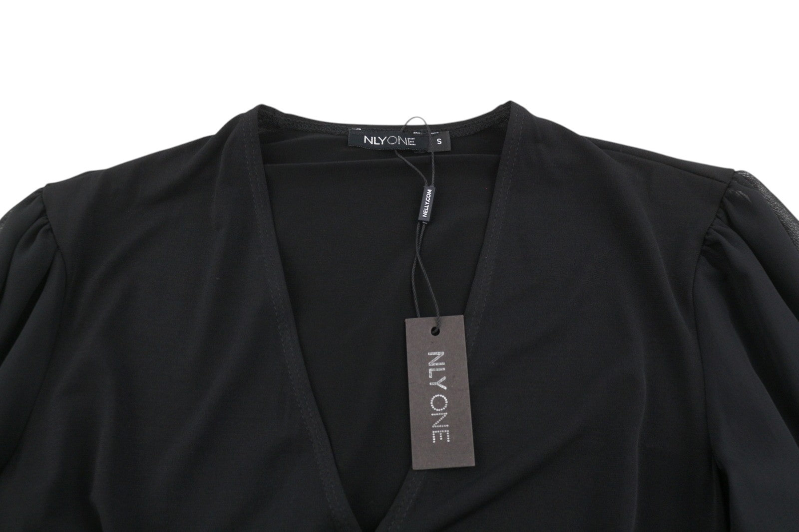 NELLY NLY One Chiffon Sleeve Women Dress S Black Fitted Long Sleeve Mini