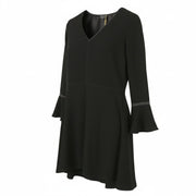 MAISON SCOTCH Women Dress XS Black V-Neck Flare Bell Long Sleeved Knee-Length